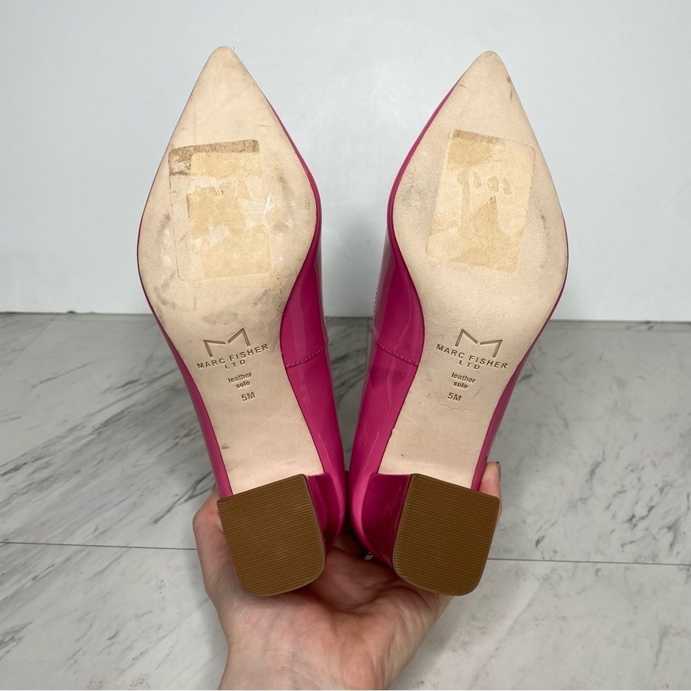 New! Marc Fisher Zala Pink Patent Leather Pointy Toe Pump 5M - Picture 13 of 14